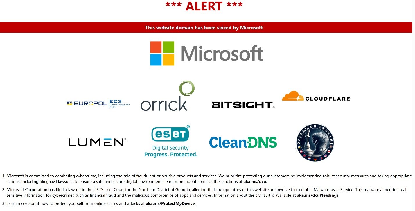 Domain seizure banner