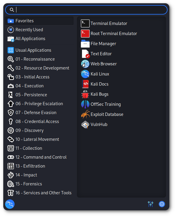 New Kali Menu