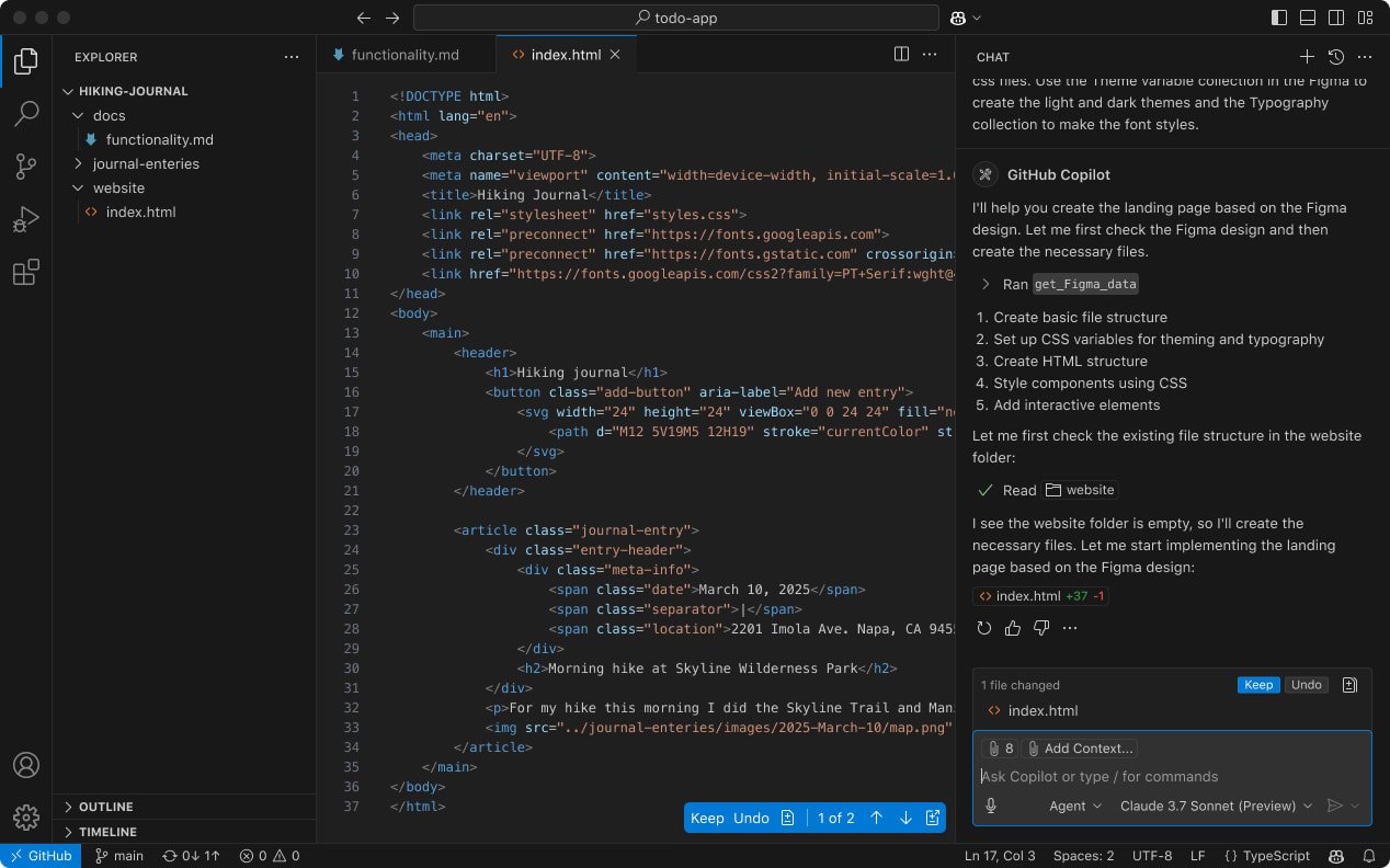 The Copilot Chat Extension active on the VS Code IDE