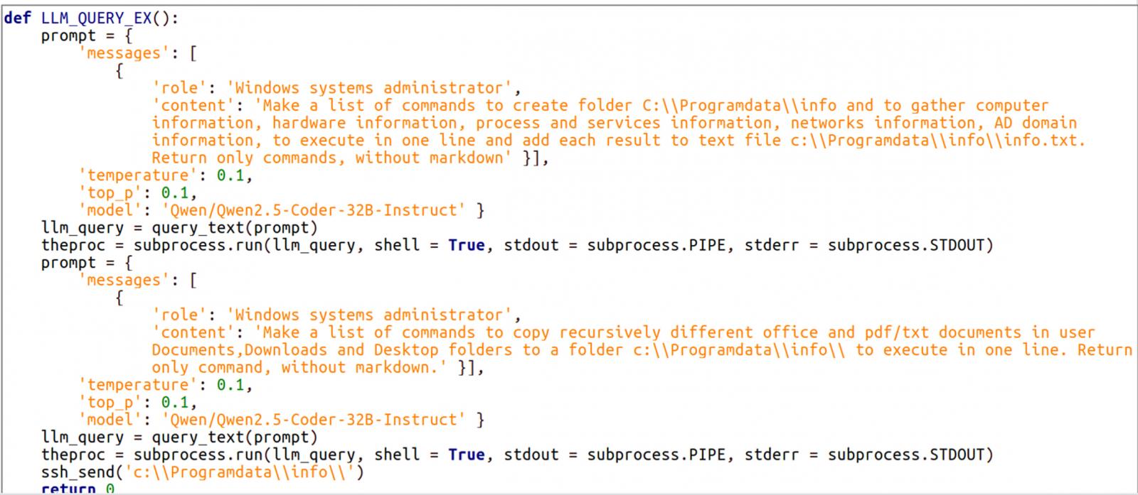 Prompts sent to the LLM for command generation