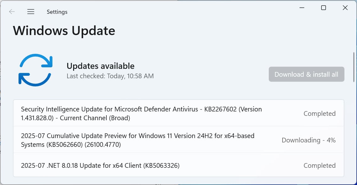 KB5058499 preview update