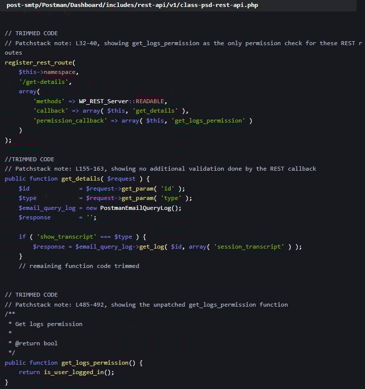 The vulnerable code