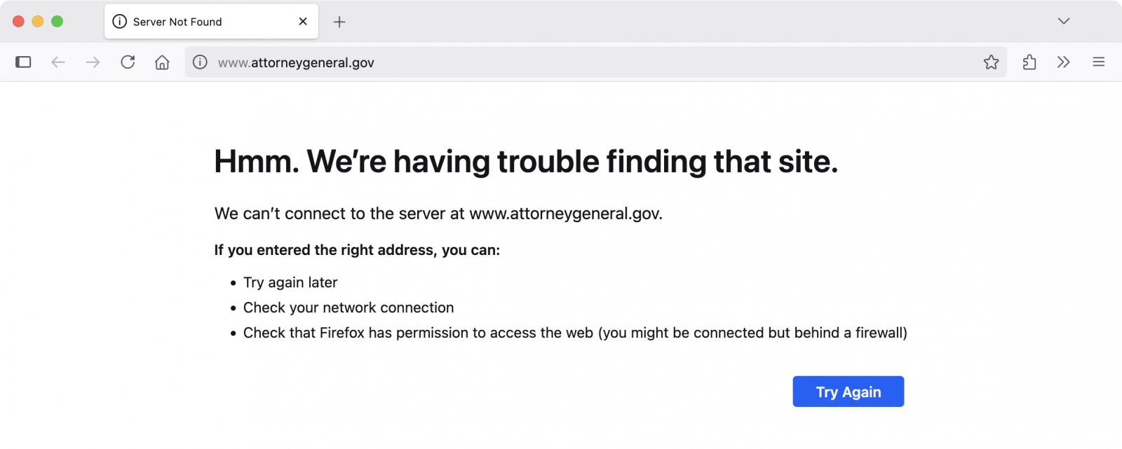 Pennsylvania Attorney General site down