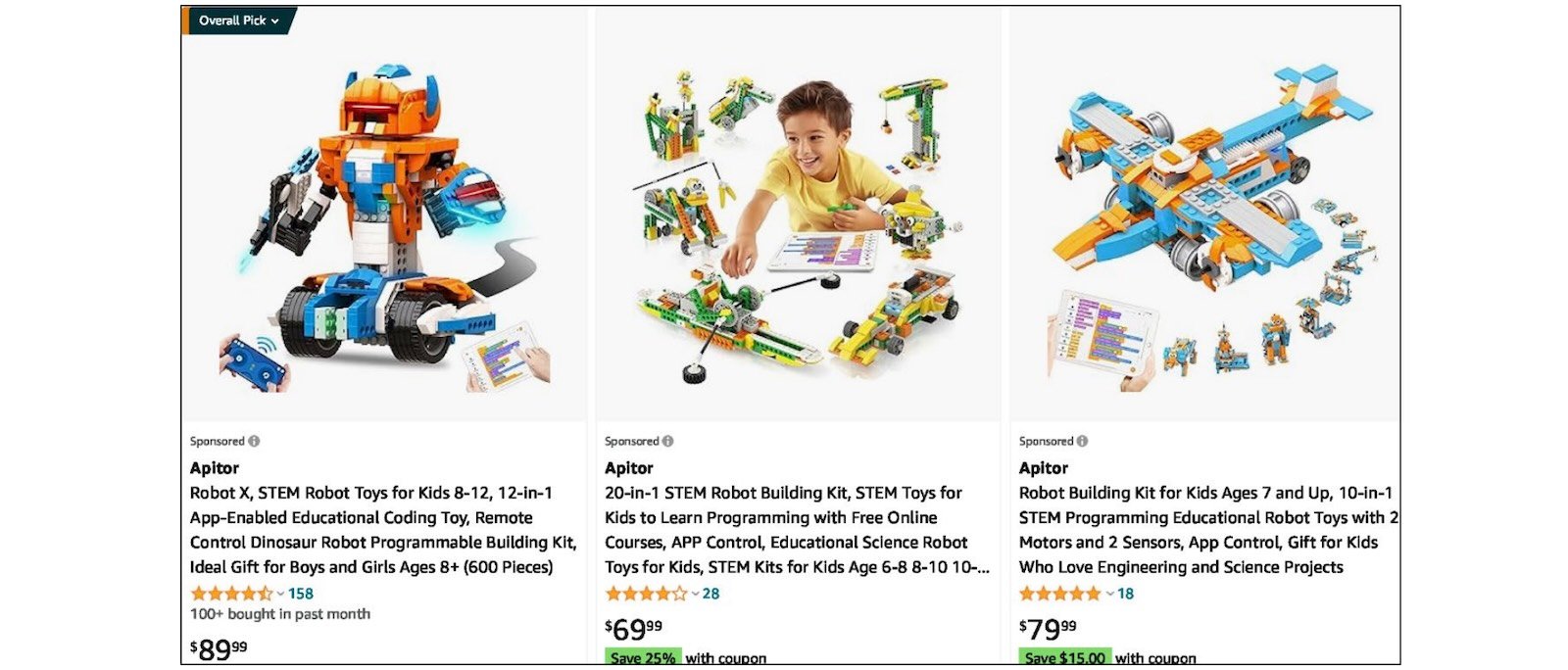 Apitor programmable toy robots on Amazon