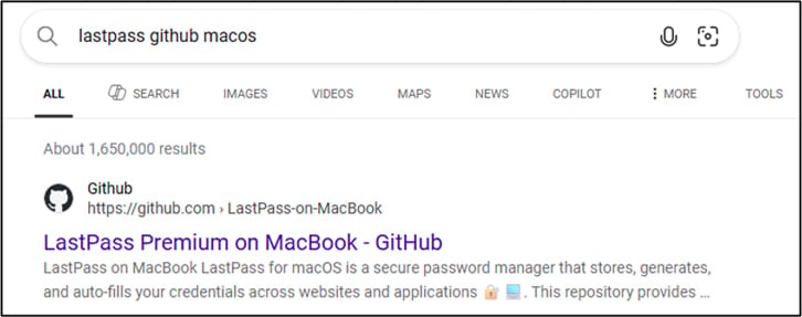 Malicious Google Search result