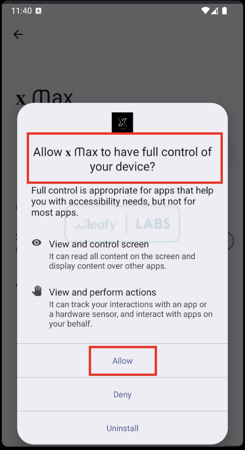 Prompt to give Accessibility permission