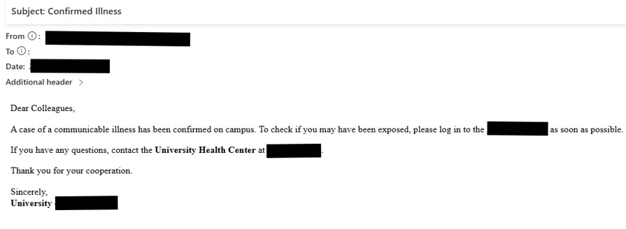 Sample phishing email
