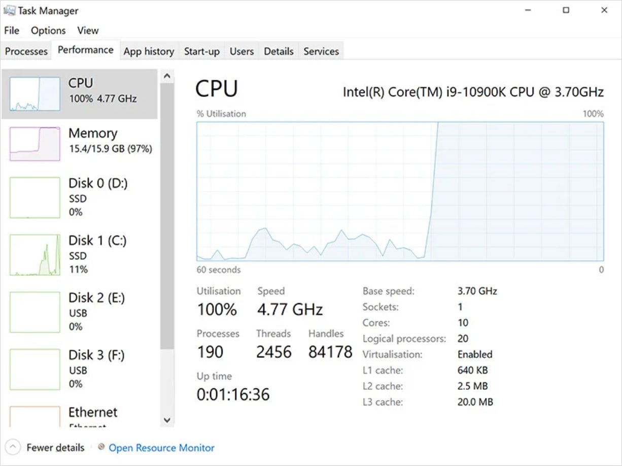 Miner active on the host