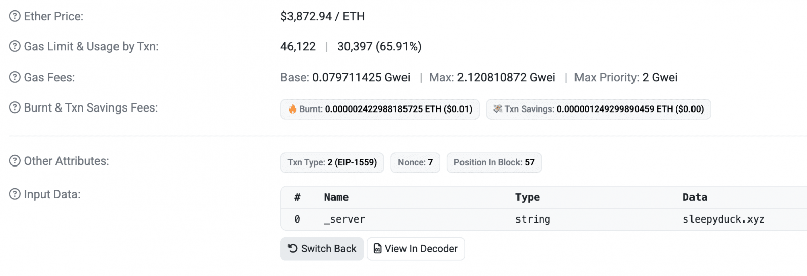 The smart contract used by SleepyDuck