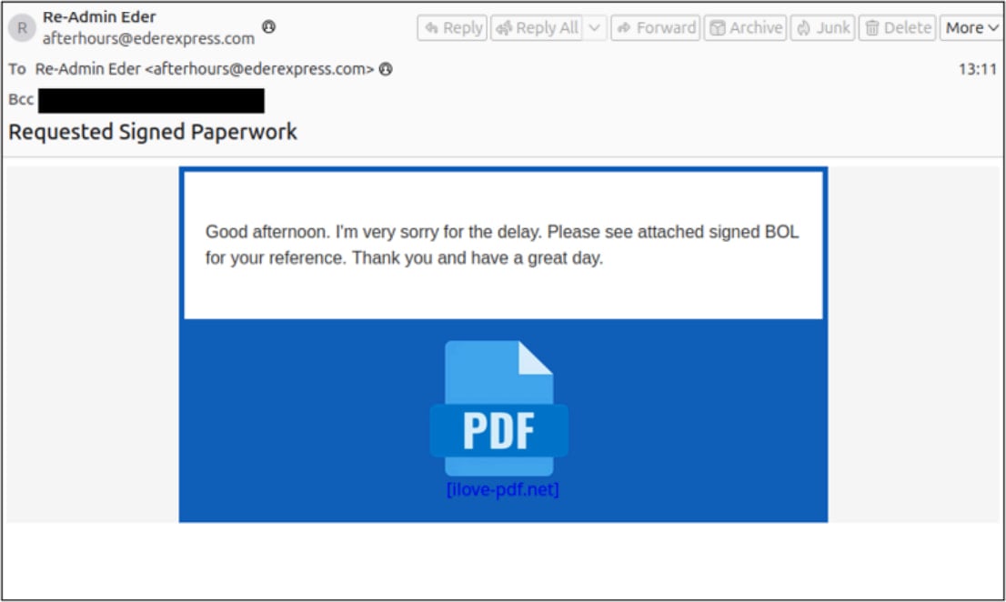 Direct email sent to larger firms