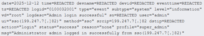 Log showing authentication bypass