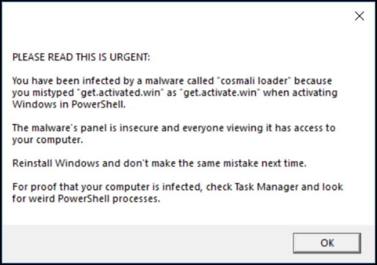 Warning message