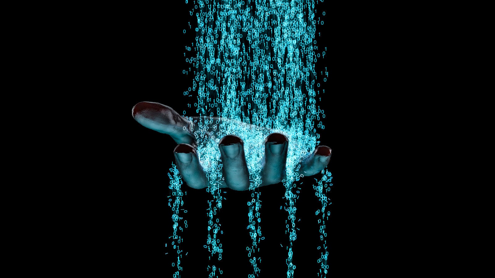 Hand sifting through leaked data