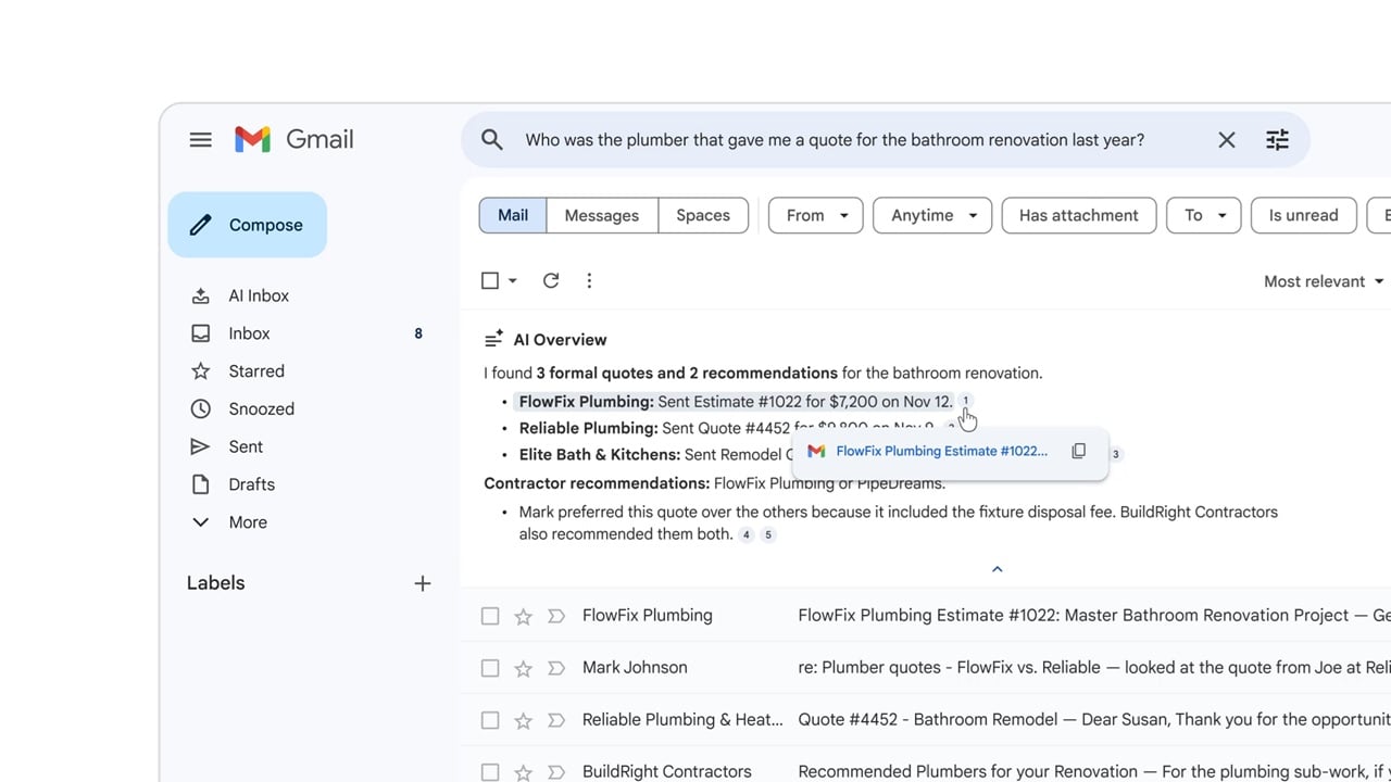 AI Overview in gmail
