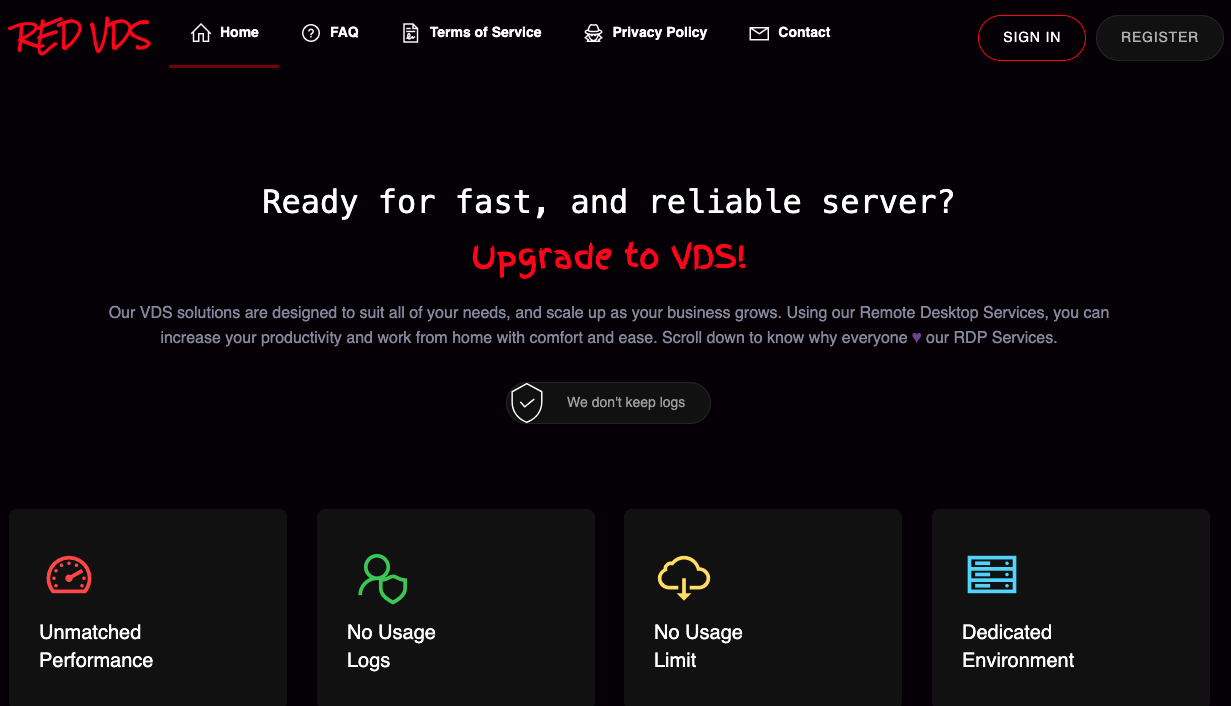 RedVDS website