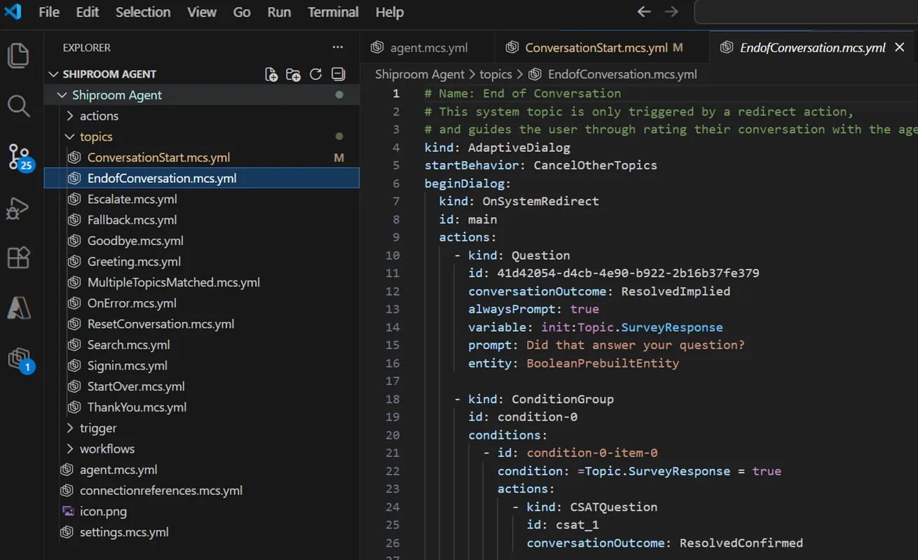 Editing agent logic in VSCode