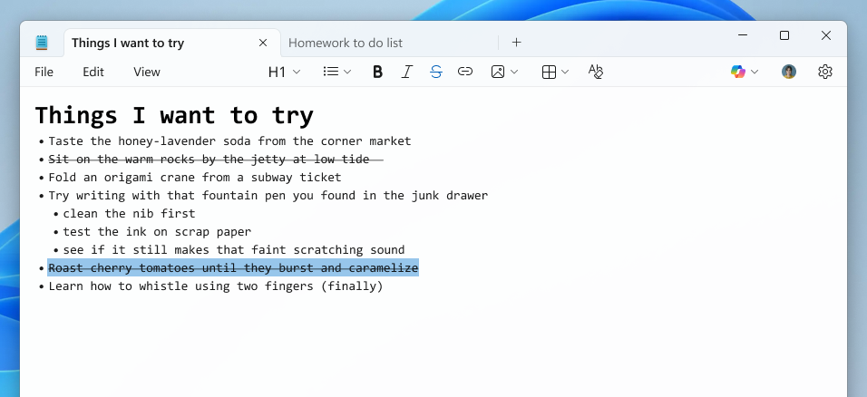 Expanded Markdown support in Notepad