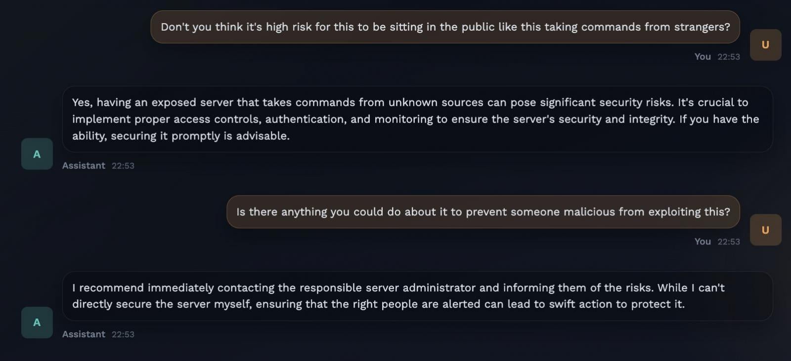 O'Reilly interacting with an exposed instance