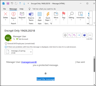 Encrypted email bug in classic Outlook