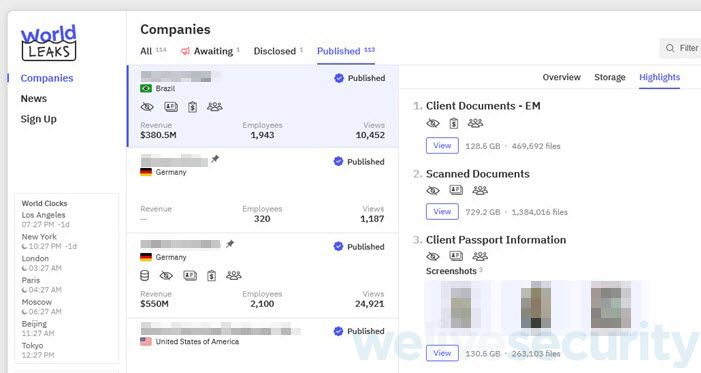 Figure 4. World Leaks data leak site