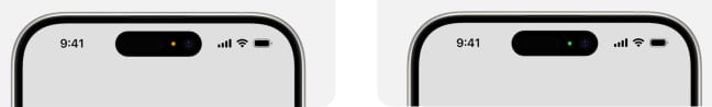iPhone cam/mic activation indicators