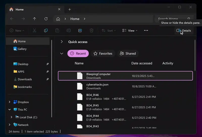 File Explorer flash
