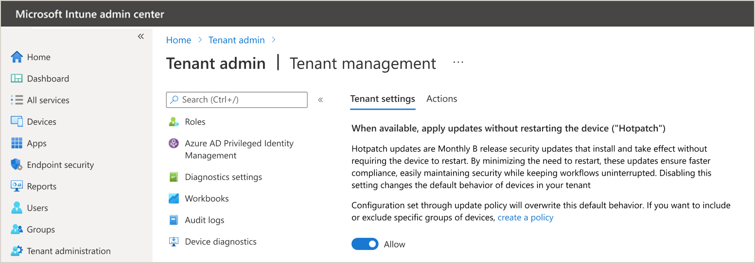 Windows Autopatch management toggle