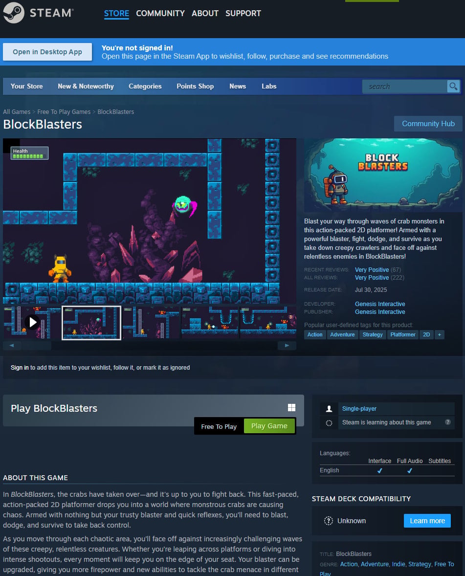 The malicious game on Steam