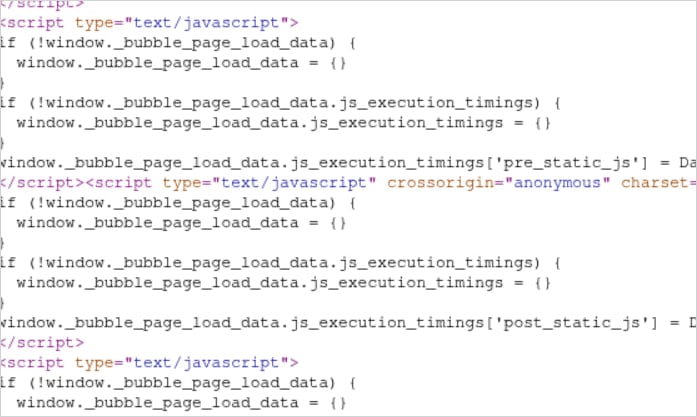 Code fragment of a Bubble app