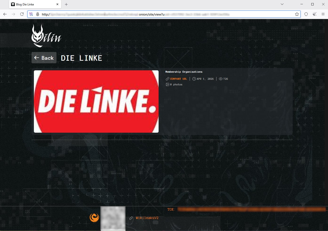 Qilin's post on the dark web