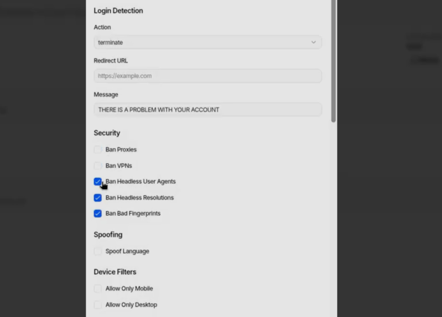Security options