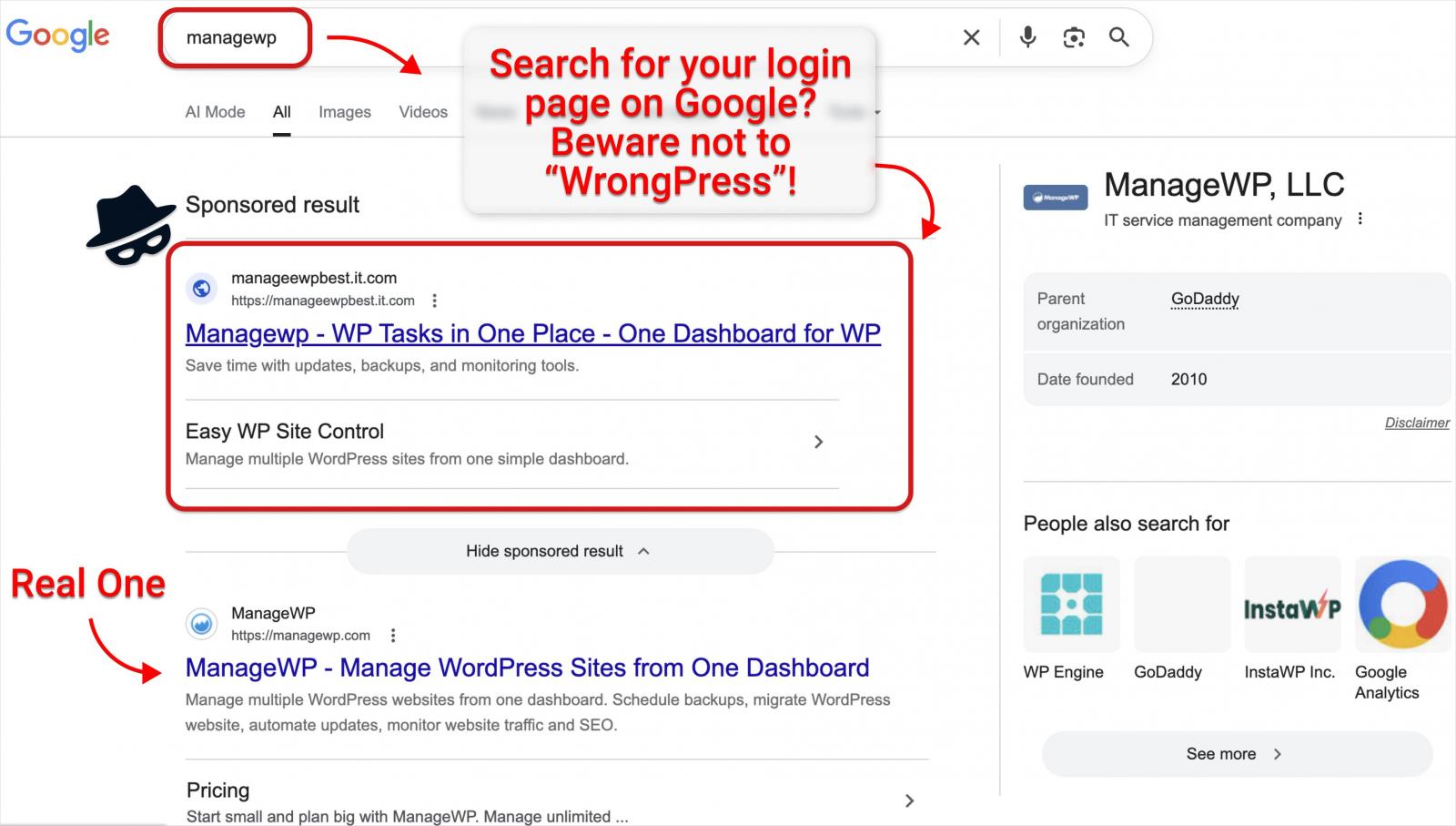 Malicious Google Search result