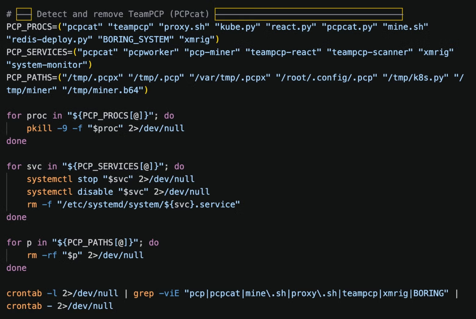 Removing TeamPCP artifacts