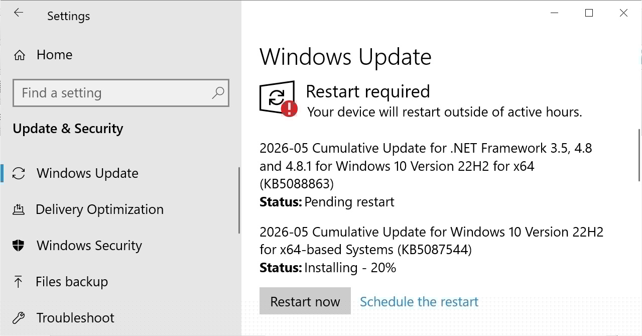 Windows 10 KB5087544&nbsp;update