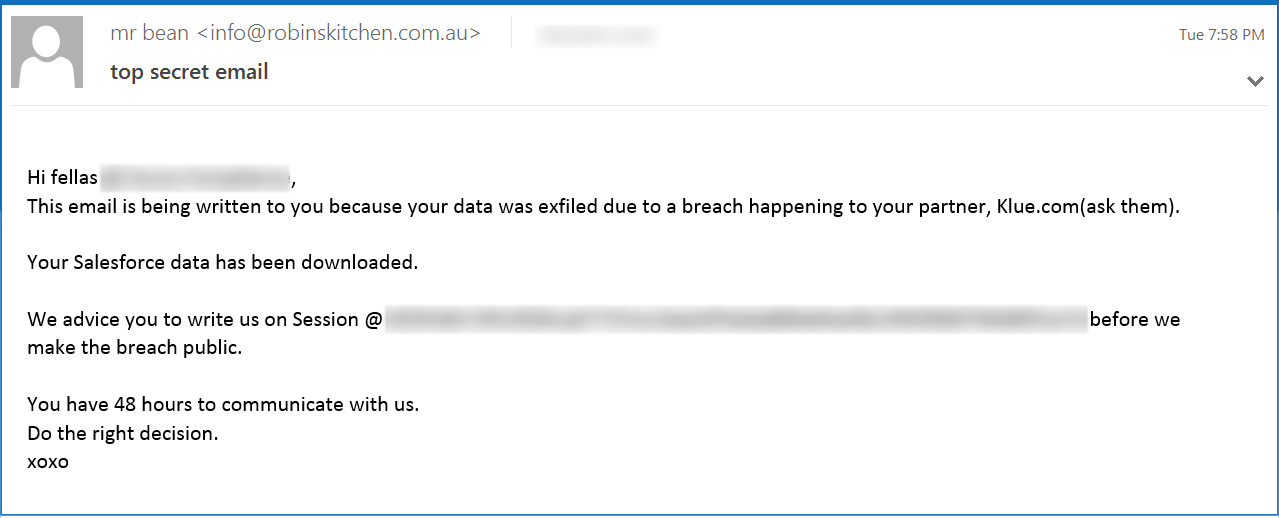 Icarus extortion email