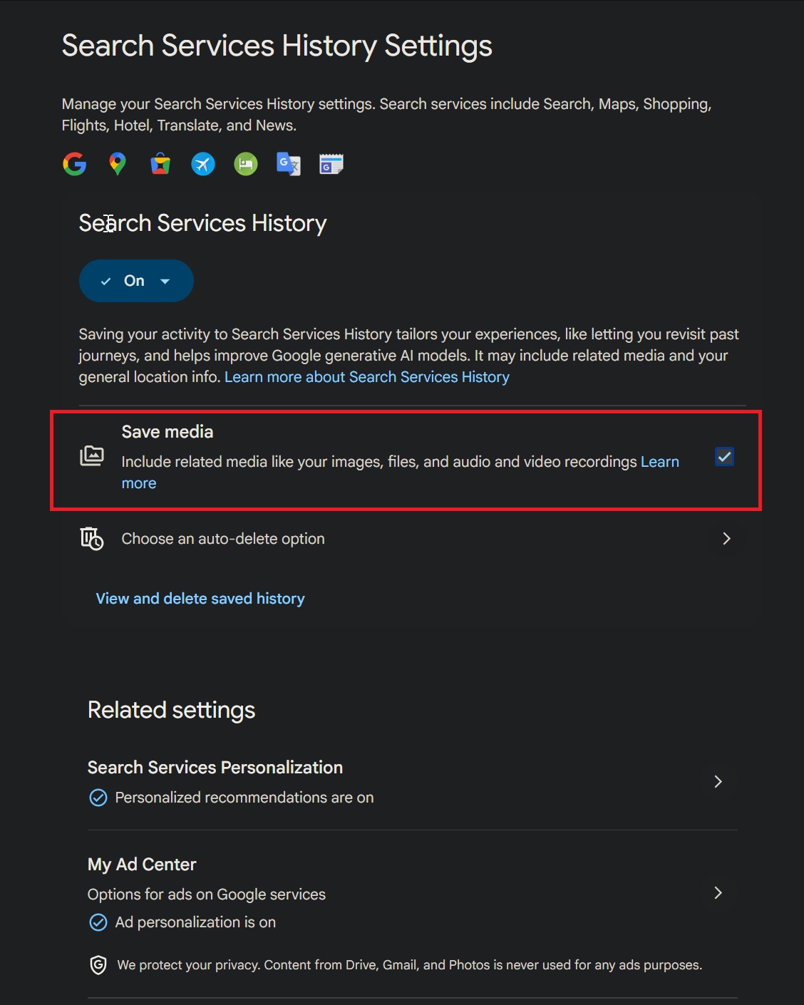 Google Save media