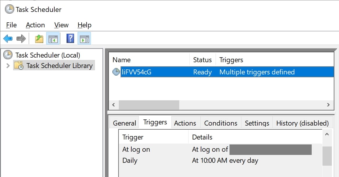 The malicious task securing persistence