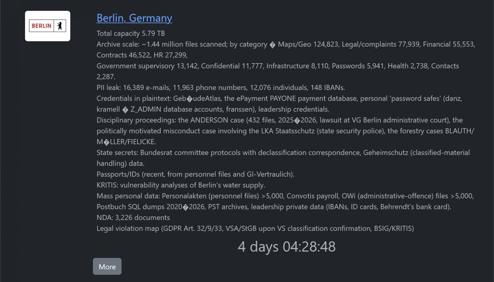 Rhysida ransomware announcement