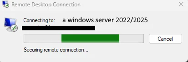 Hanging Remote Desktop connection