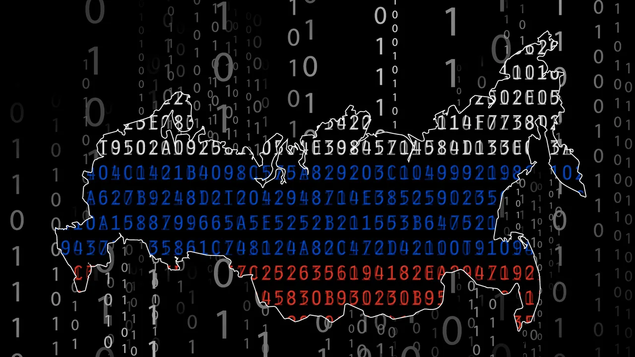 An outline of Russia with cyber stylings An outline of Russia with cyber stylings